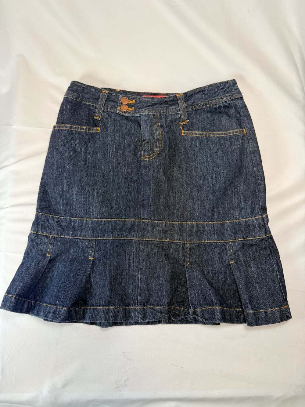 Mossissue Womens Dark Denim Pleated Mini Skirt Size 3 Y2K Grunge Indie 90s